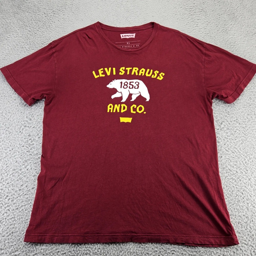 Levi's Shirt Mens‎ XL Maroon Graphic Spellout Logo California Retro Outdoors